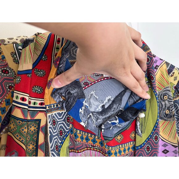 Gucci Animal Print Silk Top Blouse Tie Neck Tiger Bohemian Psychedelic 2017 38 - Picture 15 of 16